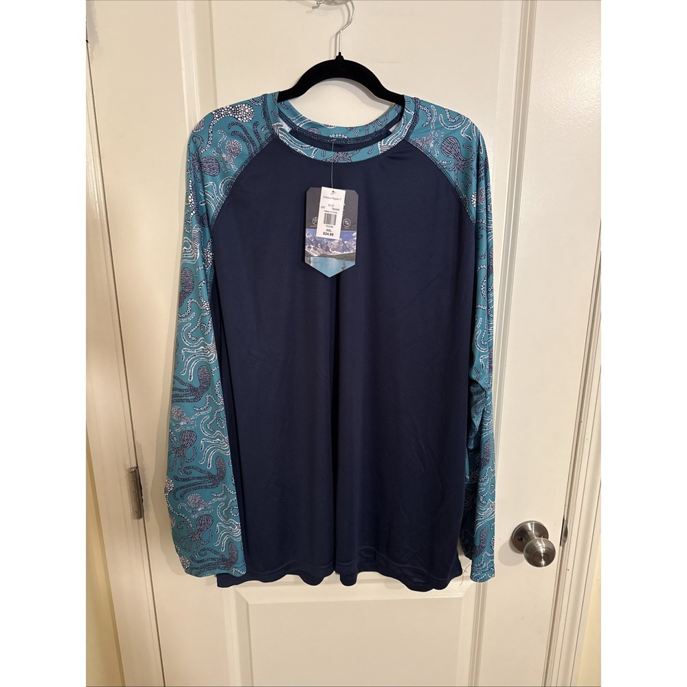 Mountain & Isles Women's LS Blue Octopus Rashguard Size XXL NWT
